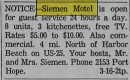 Windmill Motel (Siemen Motel) - Mar 1961 Article (newer photo)